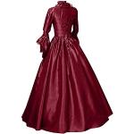 Rote Gothic Langärmelige Rundhals-Ausschnitt Lange Abendkleider mit Knopf aus Chiffon für Damen Übergrößen zum Abschlussball für den für den Winter 