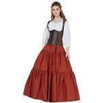 Orange Unifarbene Maxi Mittelalter-Röcke aus Baumwolle für Damen Größe M 