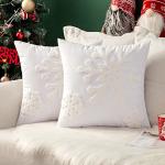 Reduzierte Weiße Bestickte Dekokissenbezüge mit Weihnachts-Motiv 45x45 2-teilig 