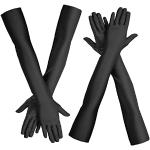 Schwarze Lange Handschuhe aus Satin für Damen Einheitsgröße für Partys 