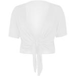 mix_lot Neue Damen Frauen Strickjacke Kurzarm vorne Krawatte Bolero Knoten Wrap Shrug Crop Top (White, S/M 36-38)