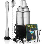 Mixology & Craft Cocktail Shaker Set - 8-teiliges Cocktail Set aus Edelstahl - Geschenkset mit Cocktailshaker, Bar Zubehör und Rezept Karten - Silber