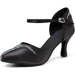 Schwarze Salsa Schuhe mit Riemchen aus Veloursleder rutschfest für Damen Größe 41,5 mit Absatzhöhe 7cm bis 9cm 