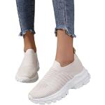 Weiße Slip-on Sneaker mit Schnürsenkel aus Mesh atmungsaktiv für Damen Größe 37 für den für den Frühling 