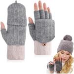 Reduzierte Graue Fingerlose Handschuhe & Halbfinger-Handschuhe aus Alpaka-Wolle für Damen Einheitsgröße für den für den Winter 