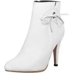 Weiße Elegante Spitze High Heel Stiefeletten & High Heel Boots mit Reißverschluss für Damen Größe 36 zur Hochzeit für den für den Winter 