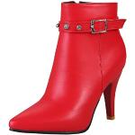 Rote Spitze High Heel Stiefeletten & High Heel Boots mit Schnalle für Damen Übergrößen für den für den Winter 