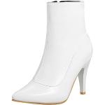 Weiße Elegante Spitze High Heel Stiefeletten & High Heel Boots mit Reißverschluss für Damen Übergrößen zur Hochzeit für den für den Winter 
