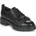 Reduzierte Schwarze Business Mjus Derby Schuhe aus Leder für Damen Größe 38 mit Absatzhöhe 3cm bis 5cm 