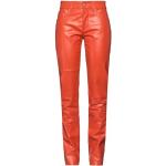 Reduzierte Orange Unifarbene Maison Martin Margiela Damenlederhosen mit Reißverschluss aus Rindsleder Größe XS 
