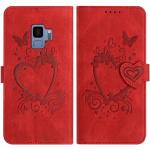 Rote Samsung Galaxy S9 Hüllen Art: Flip Cases mit Bildern aus Glattleder klappbar 