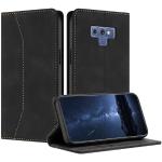 Schwarze Samsung Galaxy Note 9 Hüllen Art: Flip Cases mit Bildern aus Glattleder klappbar für Herren 