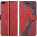 Rote Huawei P8 Cases Art: Flip Cases mit Bildern aus Leder 