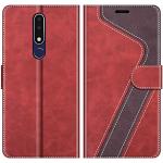 Reduzierte Rote Nokia 3.1 Plus Hüllen Art: Flip Cases mit Bildern aus Leder 