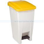 MOBILY Mülltonne Rossignol Kunststoff 60 L weiß/gelb fahrbarer Abfallbehälter mit Pedal und Tragegriff