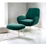 Reduzierte Dunkelgrüne Sessel mit Hocker lackiert aus Chrom Breite 50-100cm, Höhe 50-100cm, Tiefe 50-100cm 