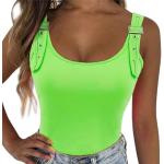 Neongrüne Sexy Trägerlose Tops mit Schnalle aus Polyester Cropped für Damen Größe L für Festivals für den für den Sommer 