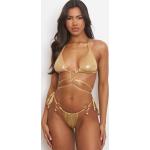 Goldene Unifarbene Bikinihosen & Bikinislips für Damen Größe XL 