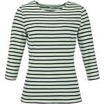 modAS Bretonisches Damenshirt mit 3/4-Arm - Streifenshirt Ringelshirt Basic Shirt Gestreift aus Baumwolle in Lindgrün/Marine Größe 42