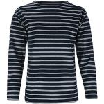 Blaue Gestreifte Maritime Langärmelige modAS U-Boot-Ausschnitt T-Shirts für Damen Größe XXL 