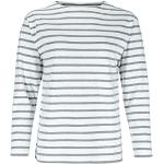 Graue Gestreifte Maritime Langärmelige modAS U-Boot-Ausschnitt T-Shirts für Damen Größe XL 