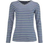 Graue Gestreifte Maritime Langärmelige modAS V-Ausschnitt T-Shirts für Damen Größe L 
