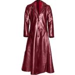 Rote Gothic Maxi Trenchcoats lang mit Pailletten mit Reißverschluss aus Jersey gepolstert für Damen Größe XXL Große Größen für den für den Winter 