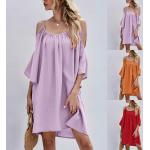Violette Casual V-Ausschnitt Freizeitkleider aus Polyester Handwäsche für Damen Größe L zur Hochzeit für den für den Frühling 
