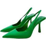 Grüne Elegante Spitze Slingback Pumps mit Riemchen aus Leder atmungsaktiv für Damen Größe 38 