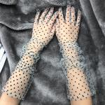 Schwarze Elegante Fingerhandschuhe aus Mesh Handwäsche für Damen für die Braut 