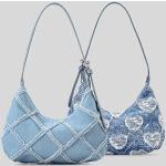 Blaue Hobo Bags mit Fransen aus Denim für Damen 