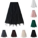 Schwarze Unifarbene Maxiröcke mit Perlen aus Mesh für Damen Einheitsgröße Große Größen für den für den Frühling 