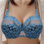Blaue Blumenmuster Sexy Push-Up BHs aus Spitze in 75C für Damen Große Größen 