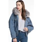 Rosa Mini Kurzjacken & Cropped-Jackets aus Pelz mit Pelzkragen für Damen Größe XXL für den für den Winter 