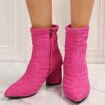 Rosa High Heel Stiefeletten & High Heel Boots mit Reißverschluss aus Stoff für Damen 