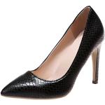 Schwarze High Heels & Stiletto-Pumps mit Reißverschluss in Breitweite aus Schlangenleder leicht für Damen Größe 42 