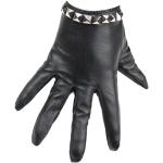 Schwarze Gothic Lederhandschuhe mit Nieten aus Leder für Damen 