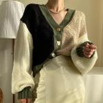 Dunkelbraune Vintage V-Ausschnitt Damencardigans Einheitsgröße für den für den Winter 