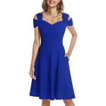 Royalblaue Unifarbene Ärmellose Mini Kurze Abendkleider mit Reißverschluss aus Polyester für Damen Größe XXL 