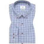 Reduzierte Blaue Karo Eterna Button Down Kragen Outdoor-Hemden aus Flanell für Herren Größe S 