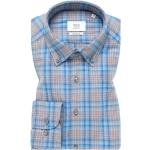Reduzierte Blaue Karo Eterna Button Down Kragen Outdoor-Hemden aus Flanell für Herren Größe S 