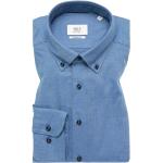 Reduzierte Blaue Unifarbene Eterna Button Down Kragen Modern Fit Hemden aus Flanell für Herren Größe S 