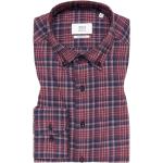 Reduzierte Bordeauxrote Karo Eterna Button Down Kragen Outdoor-Hemden aus Flanell für Herren Übergrößen 