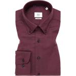 Reduzierte Bordeauxrote Unifarbene Eterna Button Down Kragen Modern Fit Hemden aus Flanell für Herren 