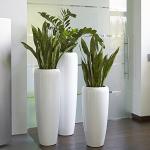 Weiße Moderne 100 cm Runde Pflanzensäulen 100 cm glänzend aus Kunststein frostfest 