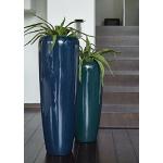 Blaue Moderne 100 cm Runde Pflanzensäulen 100 cm glänzend aus Kunststein frostfest 