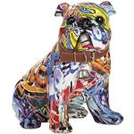 Moderne Skulptur Dekofigur Mops Hund POP Art aus Kunststein Mehrfarbig 22x23 cm
