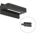Reduzierte Schwarze Moderne Qazqa LED Wandleuchten aus Holz mit USB Anschluss Energieklasse mit Energieklasse F 