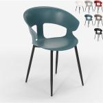 Moderner Designstuhl aus Metall Polypropylen für Küchenbar-Restaurant Evelyn | Blau