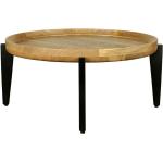 Braune Moderne Möbel Exclusive Runde Massivholz-Couchtische 34 cm Geölte aus Massivholz Breite 50-100cm, Höhe 0-50cm, Tiefe 50-100cm 